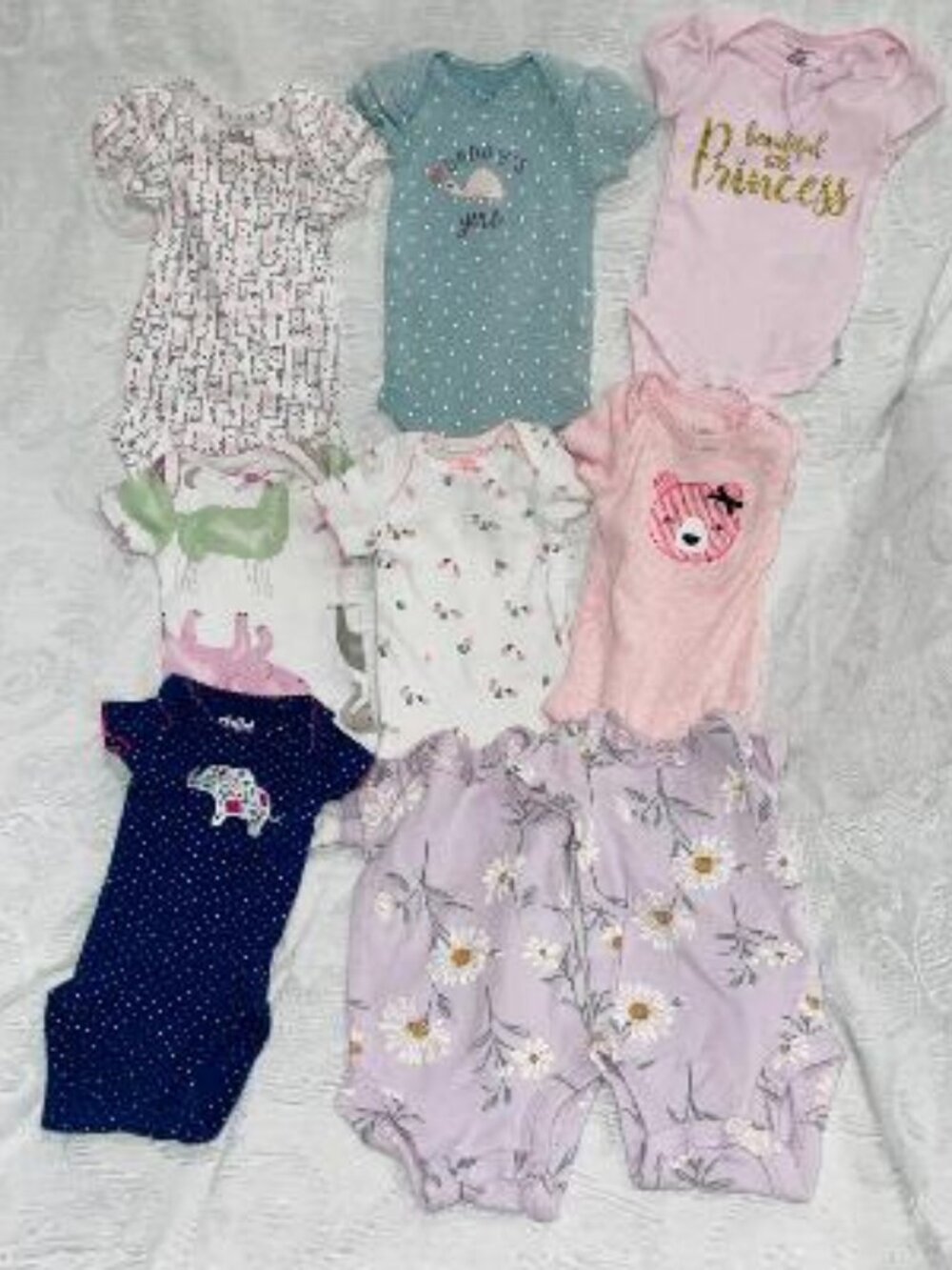 9 Baby Girl Preemie Lot Bodysuits Summer Clothes Bundle Pre Loved No Stains